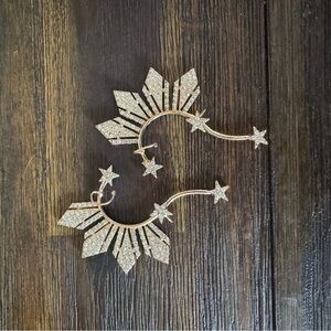 NWOT Filipino Sun & Star gold tone & crystal ear cuff pair